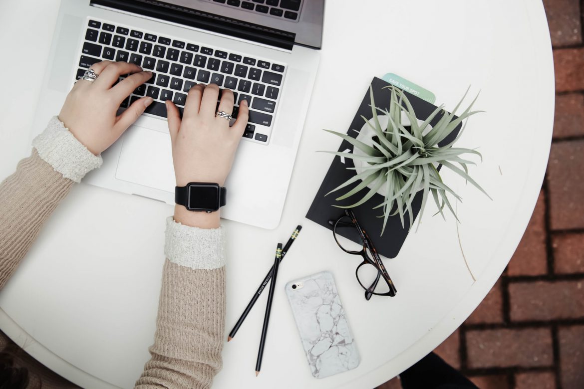 Woman working on laptop