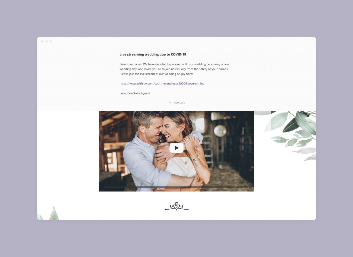 wedding website announcement covid-19