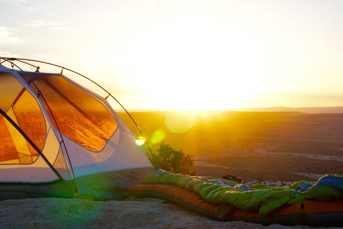 camping tent at sunrise